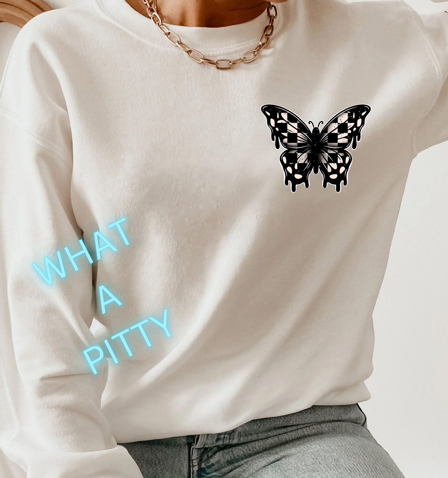 Checker Butterfly Drip tee