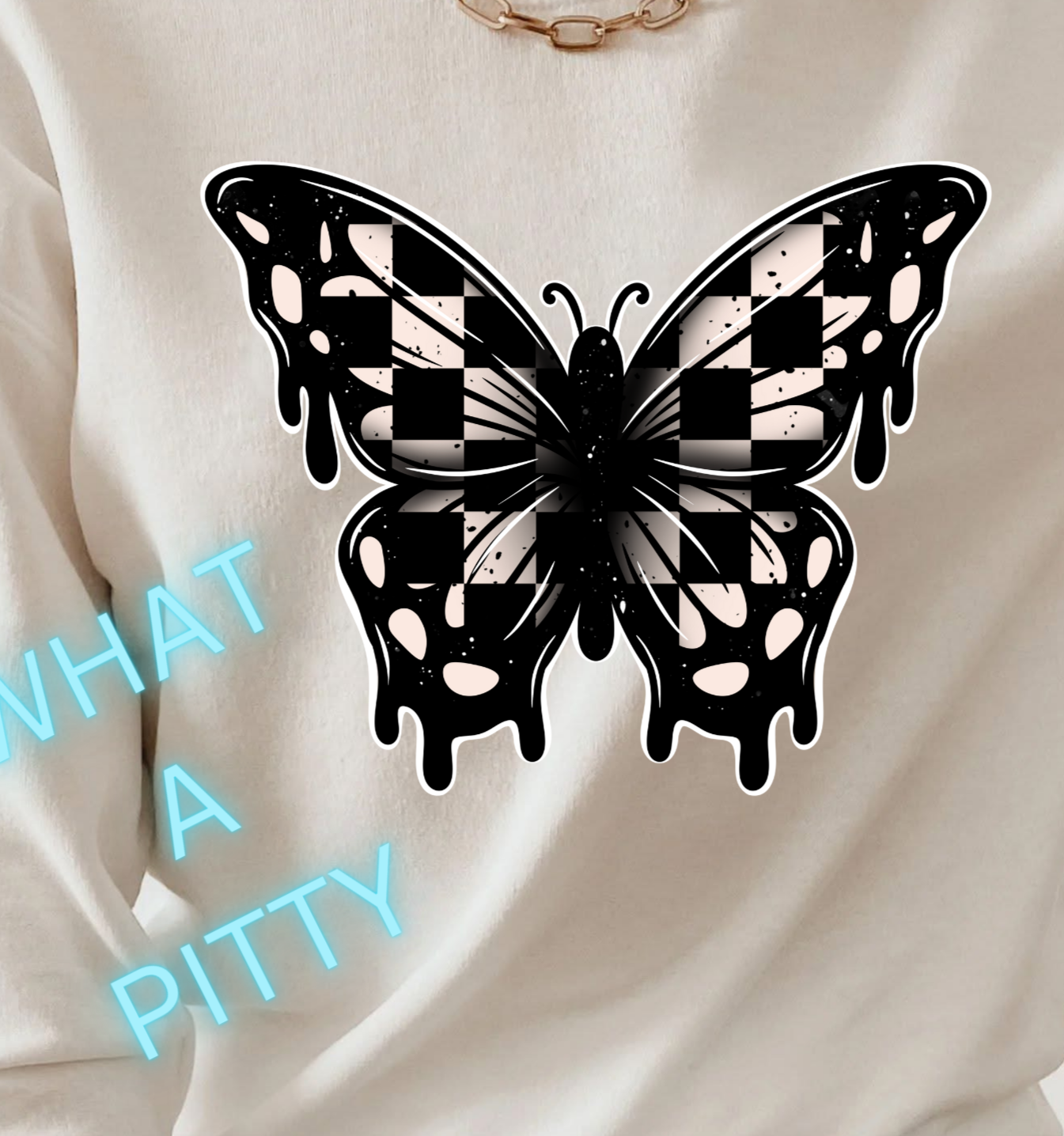 Checker Butterfly Drip tee