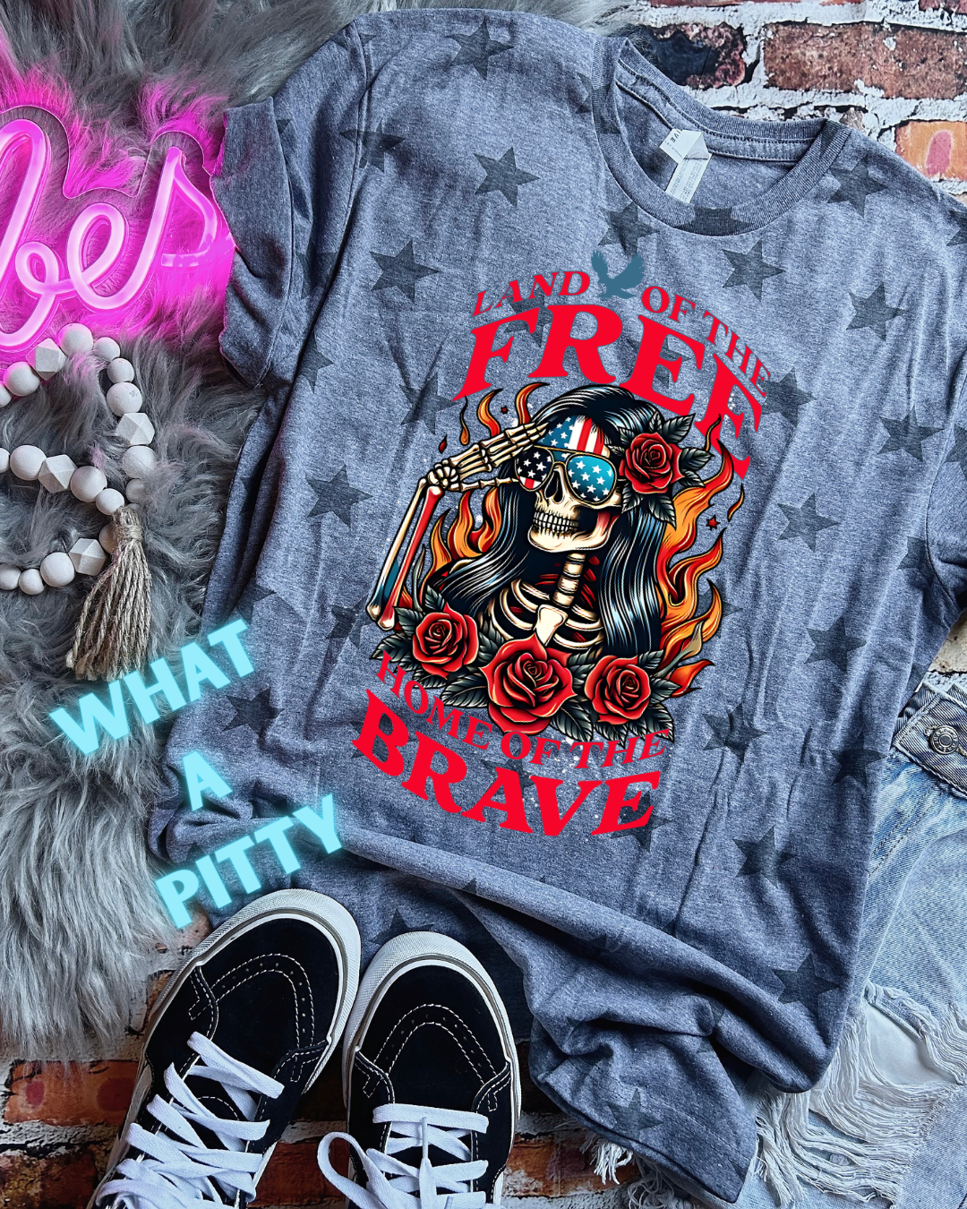 Land of the Free Skellie tee
