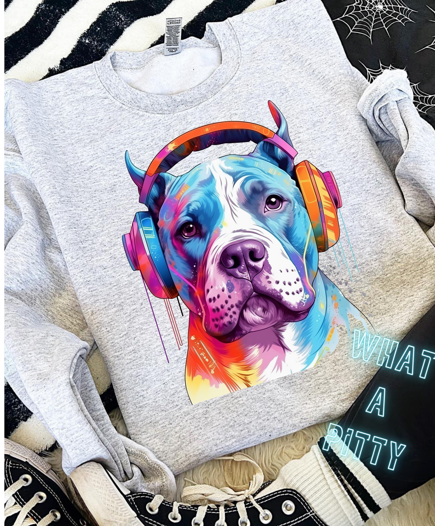 Watercolor Pitty with headphones tee