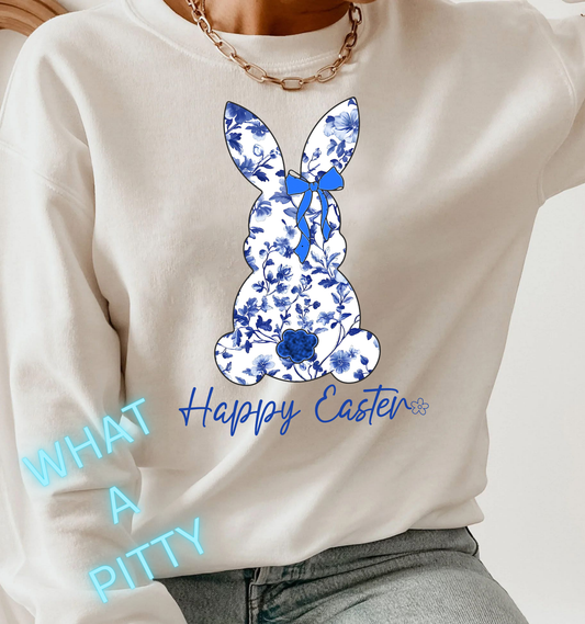 Blue & White floral Bunny tee