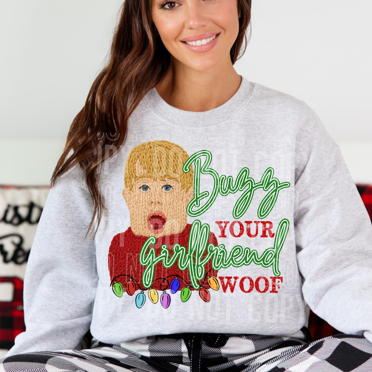 Buzz your girlfriend WOOF faux yarn tee