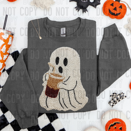 Coffee Ghost faux pearl tee