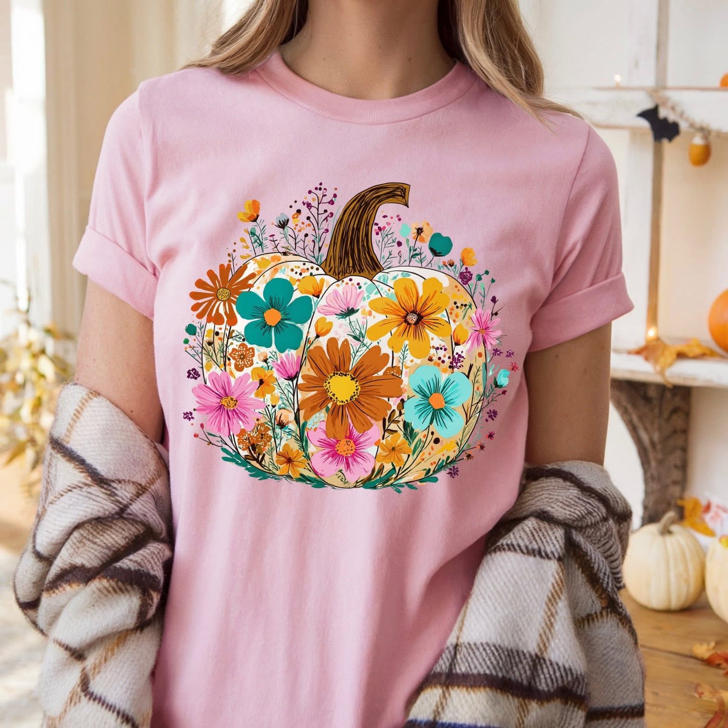 Floral Pumpkin tee