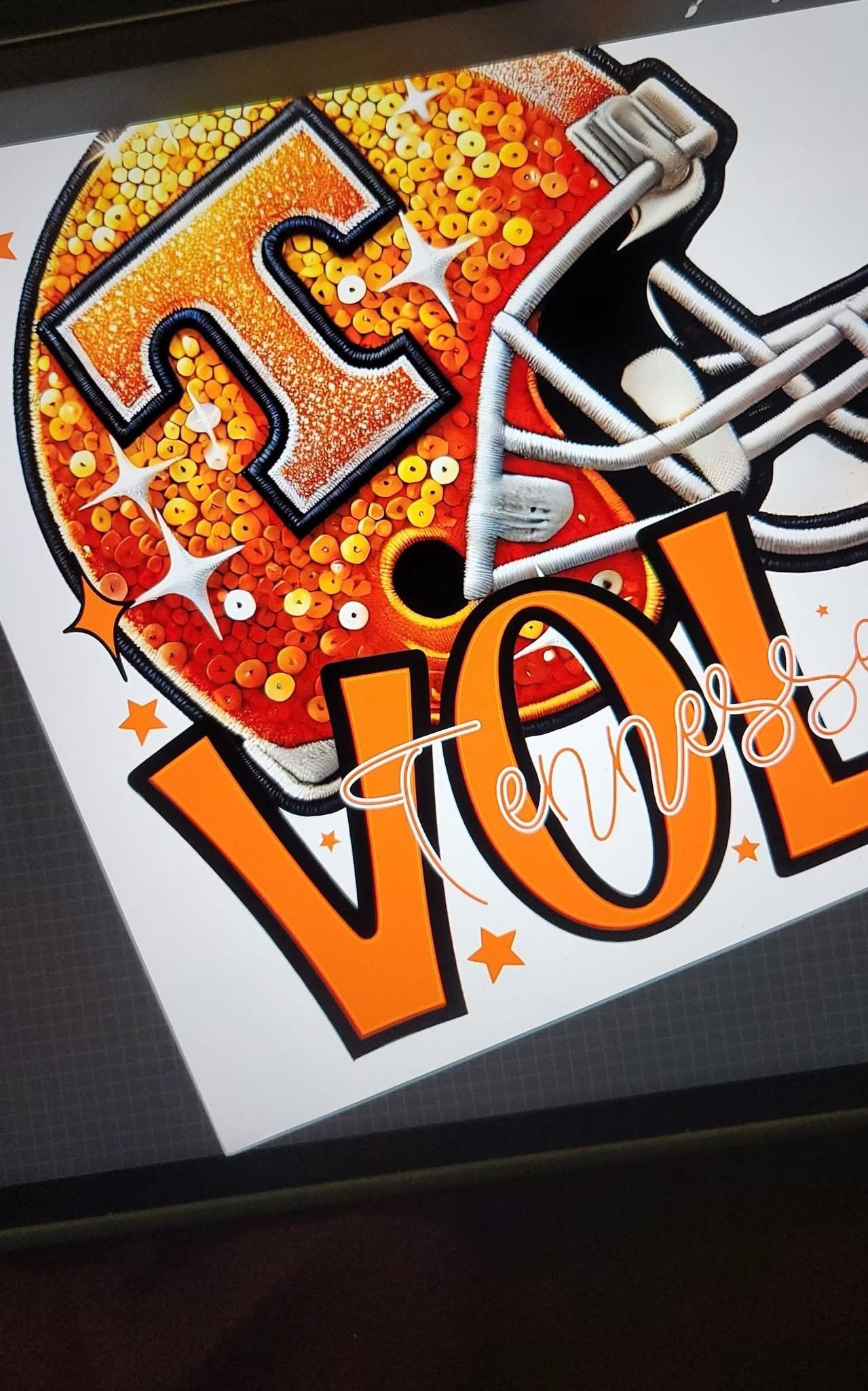 Football Faux sequin design sweatshirt with sleeve design - COLLEGE