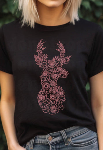 Floral Deer tee