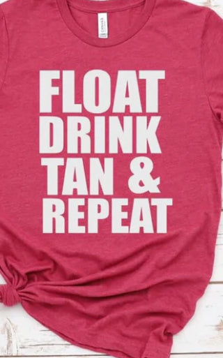 Float Drink Tan & Repeat t-shirt