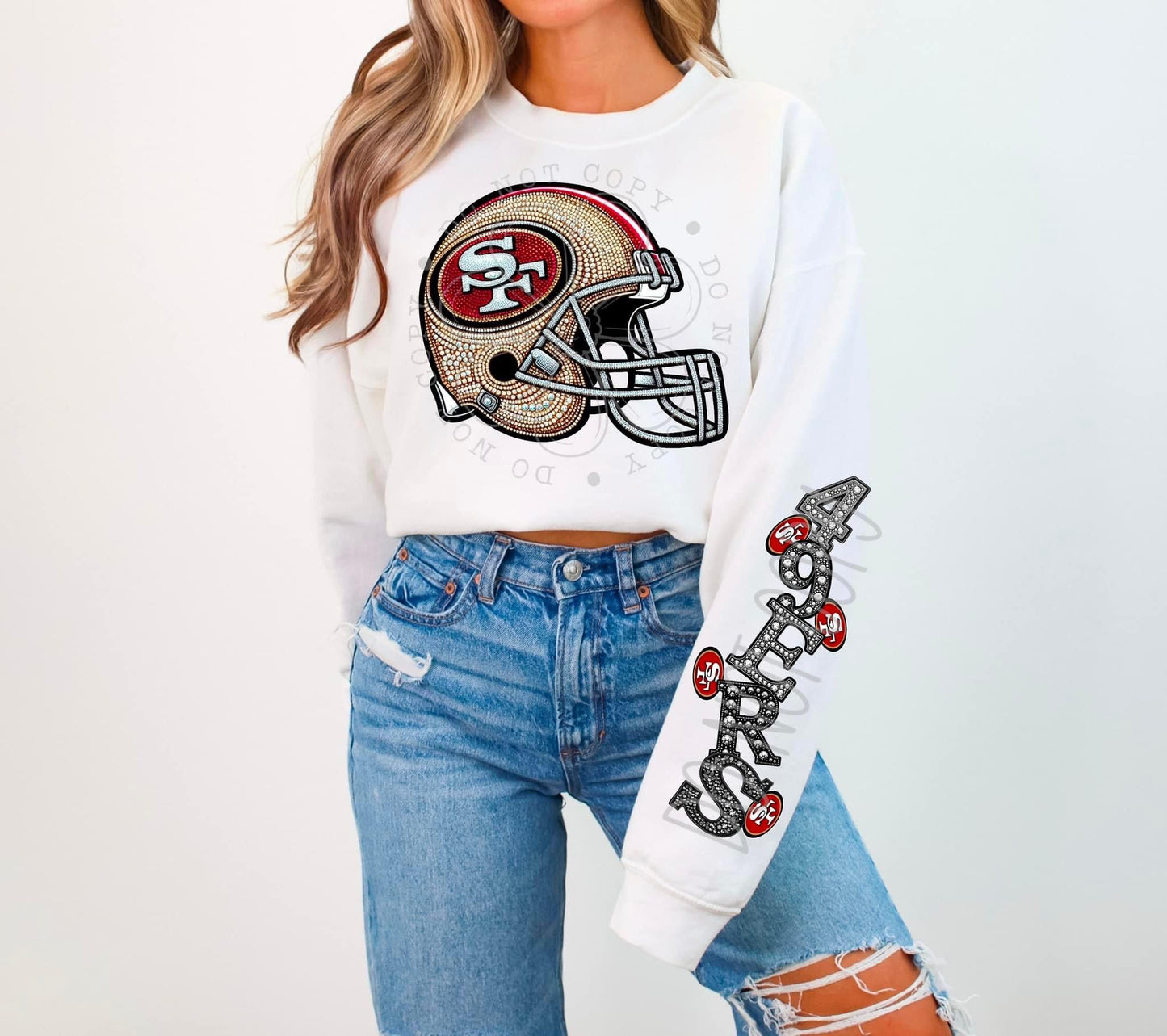 Football sweatshirt with sleeve design