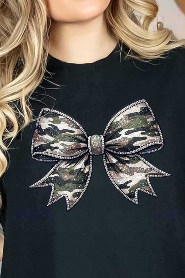 Faux Rhinestone CAMO Bow tee