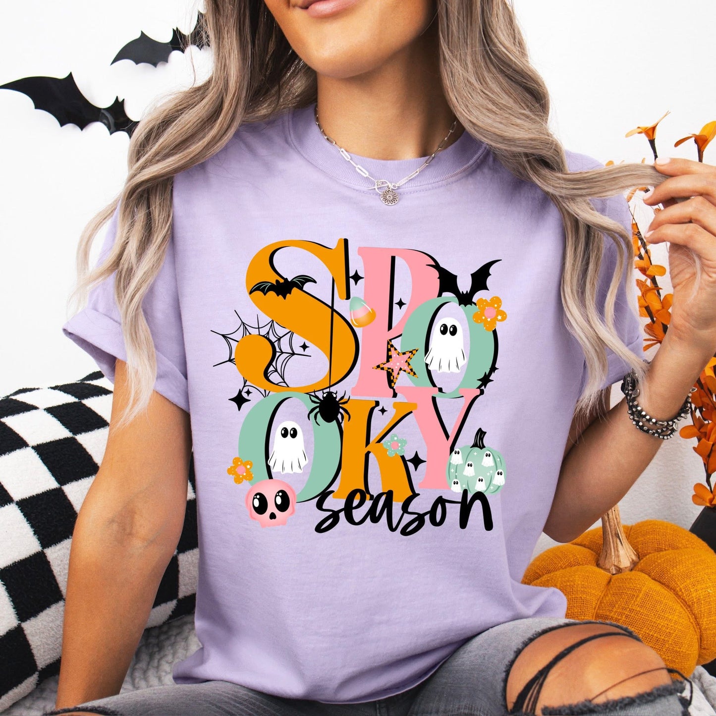 Pastel Spooky Season with glitter tee