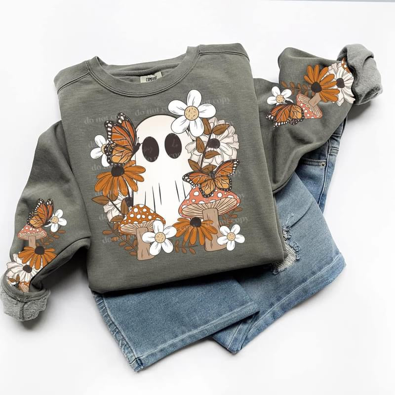 Cottage Ghost sleeve design sweatshirt