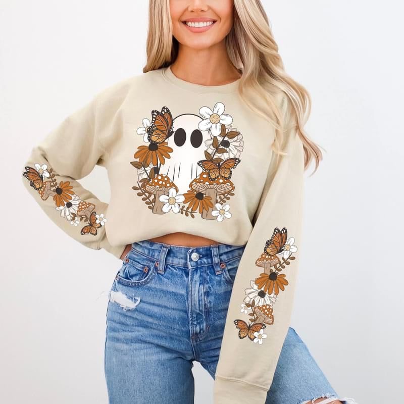 Cottage Ghost sleeve design sweatshirt