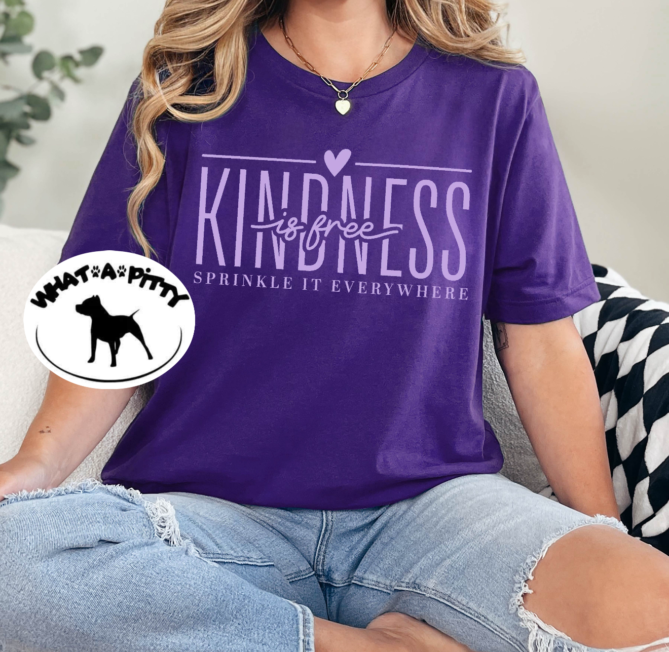 Kindness is Free tee (Lavender ink)