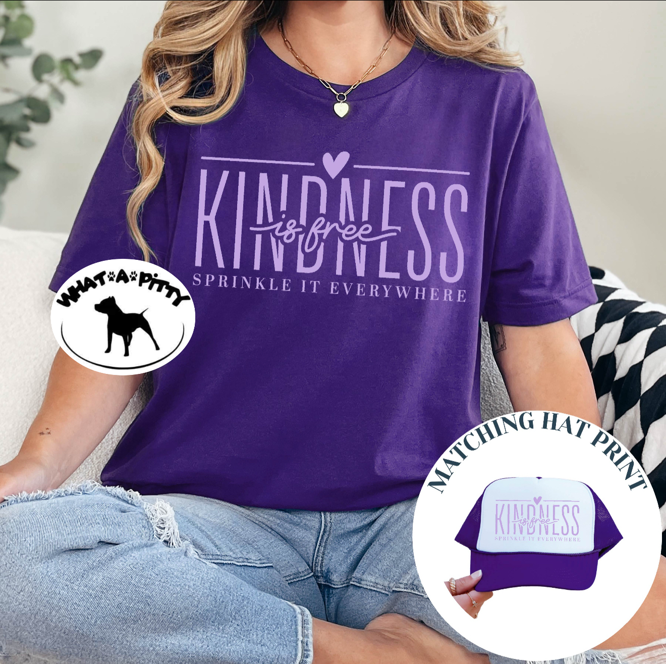 Kindness is Free tee (Lavender ink)