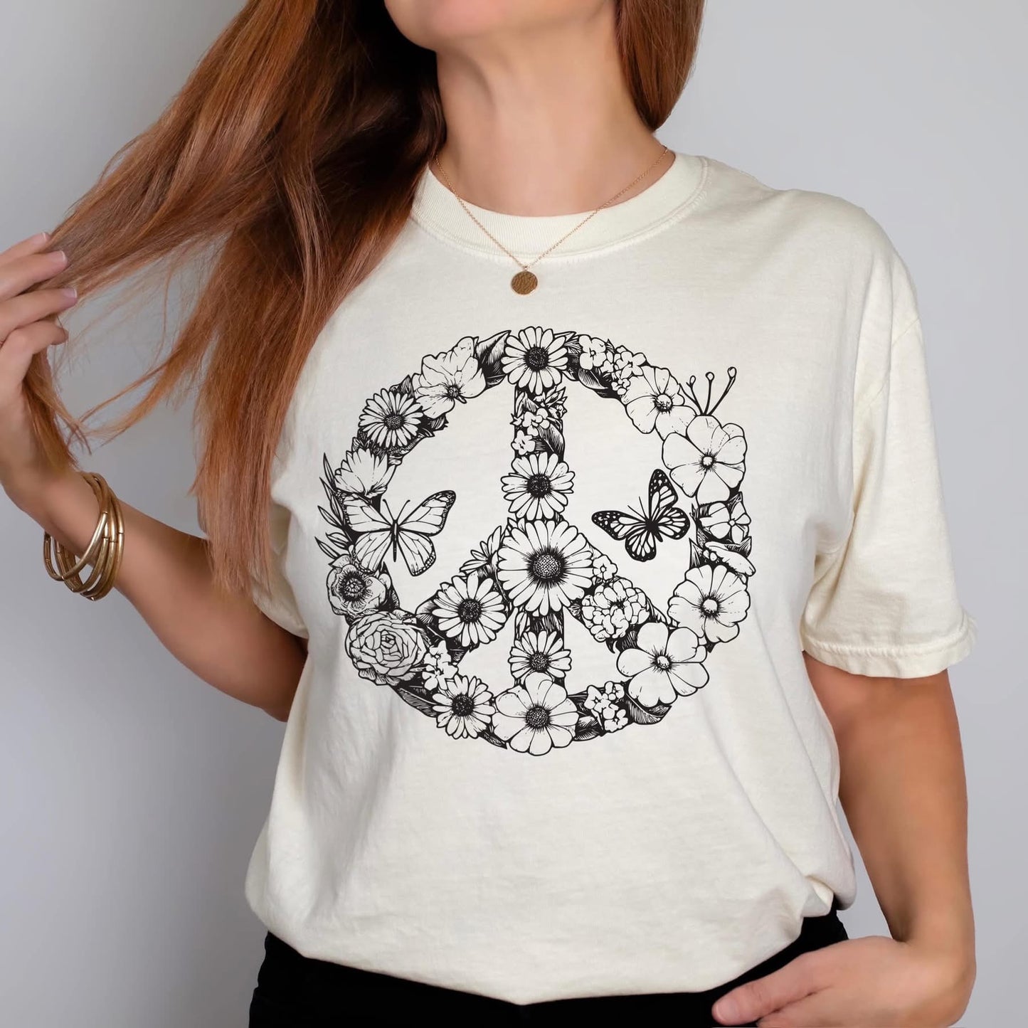 Floral Peace Sign tee