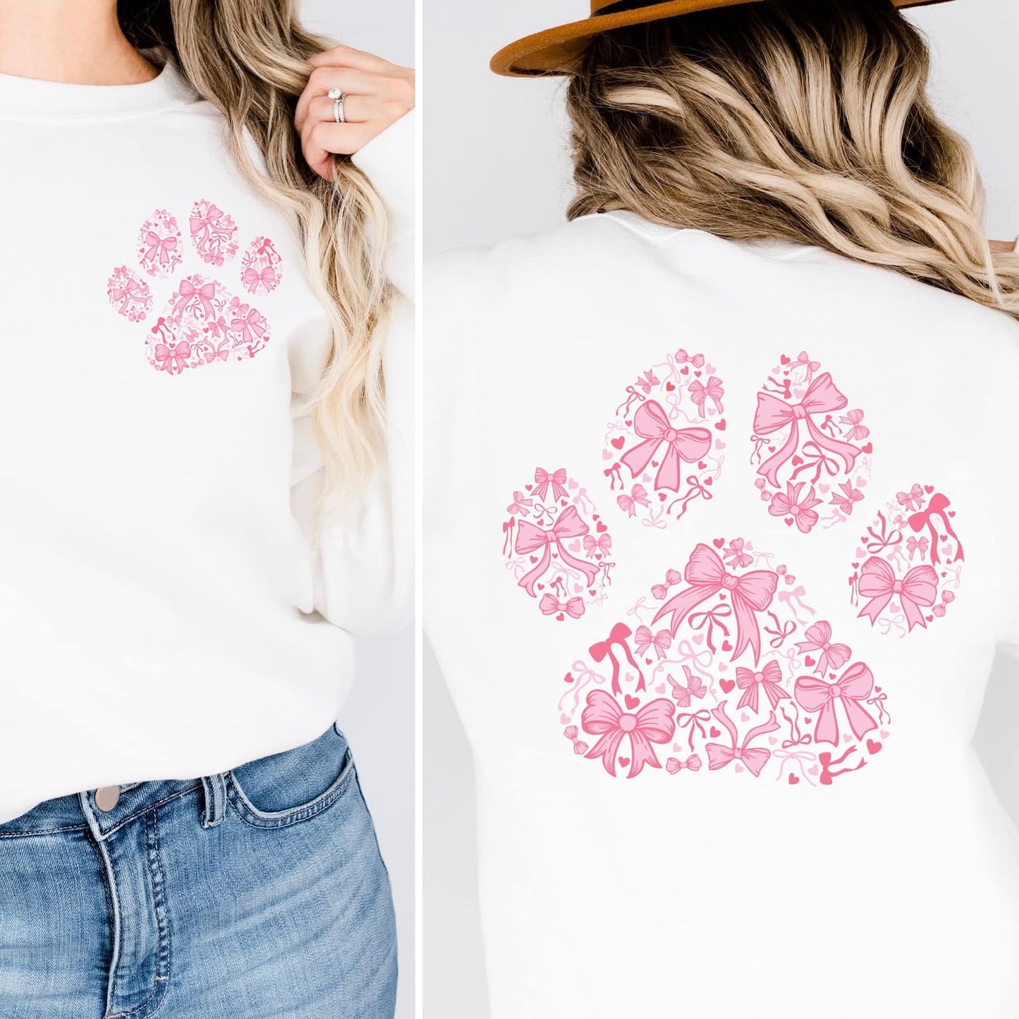 Pink Paw Print Bows tee