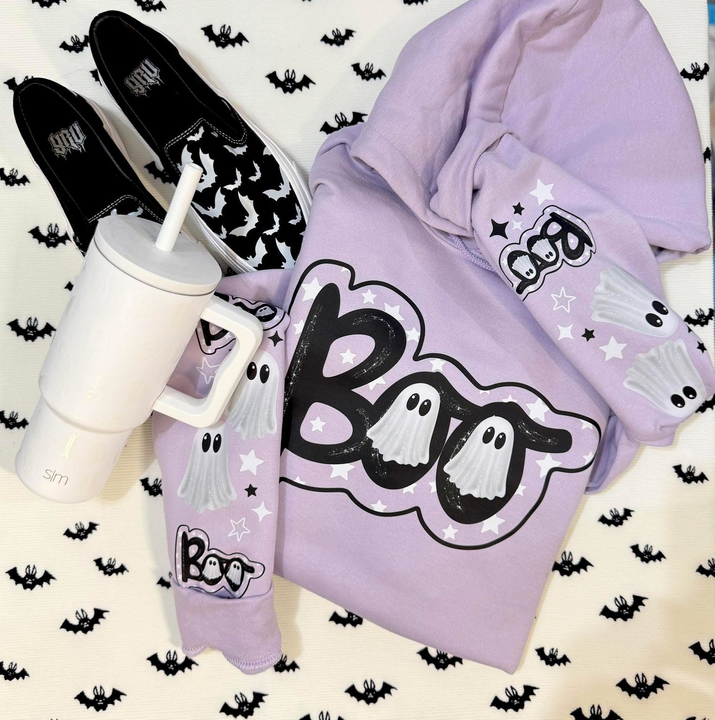 BOO ghost sleeve design sweatshirt