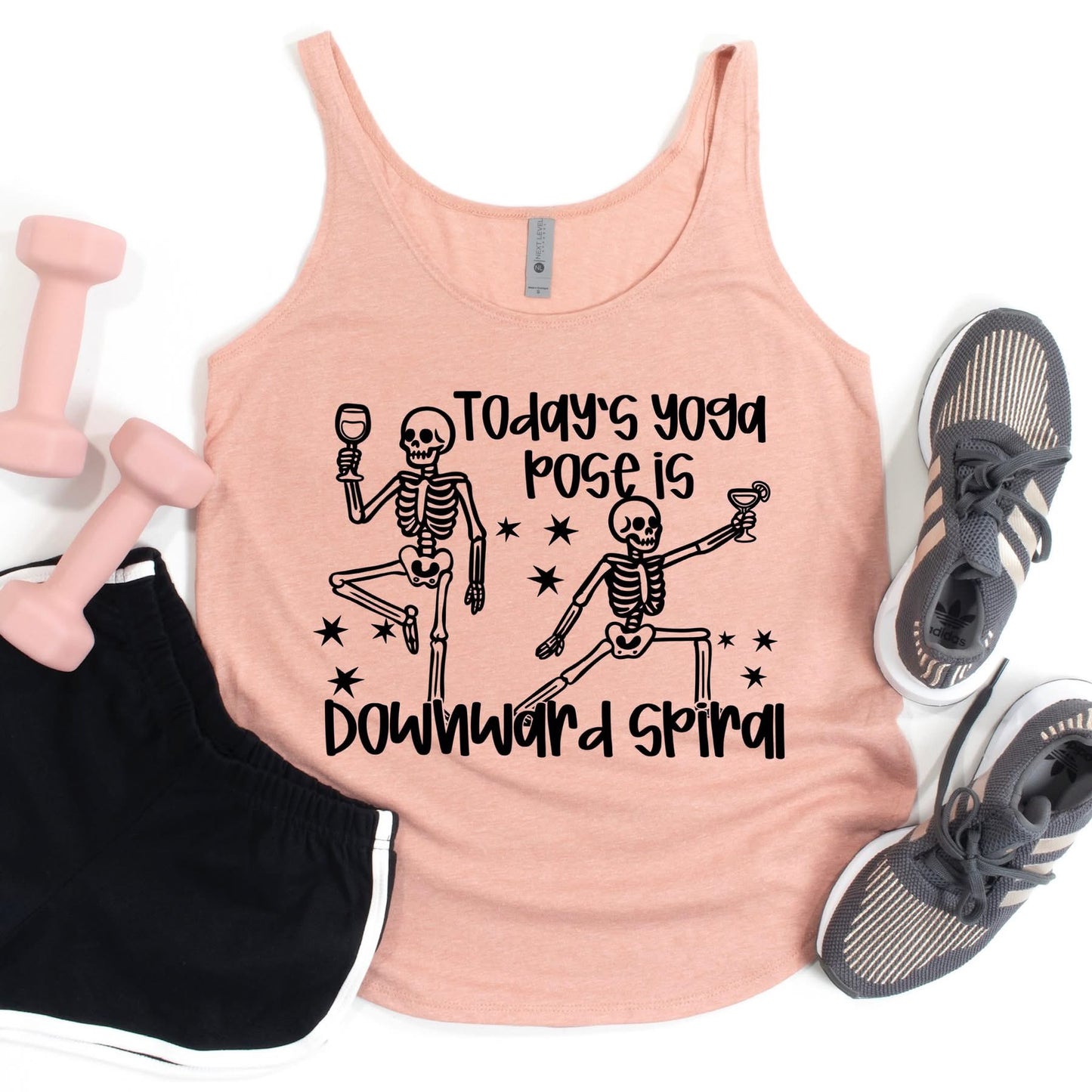 Todays yoga pose is downward spiral tee