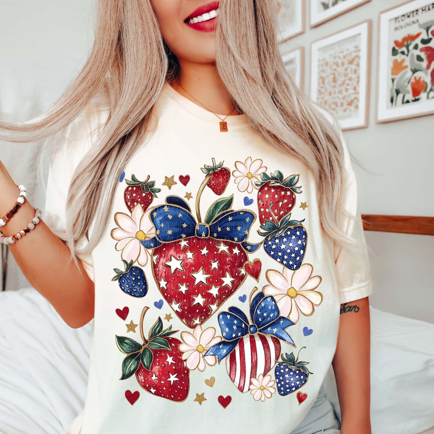 Patriotic Strawberries tee