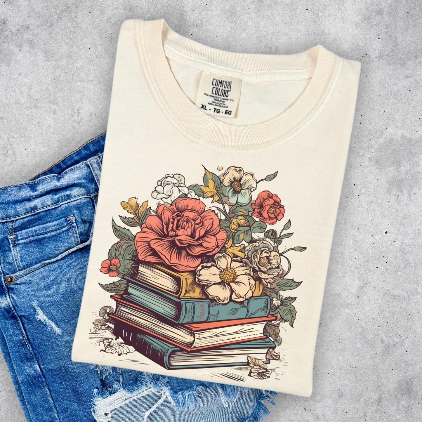 Books & Flowers tee