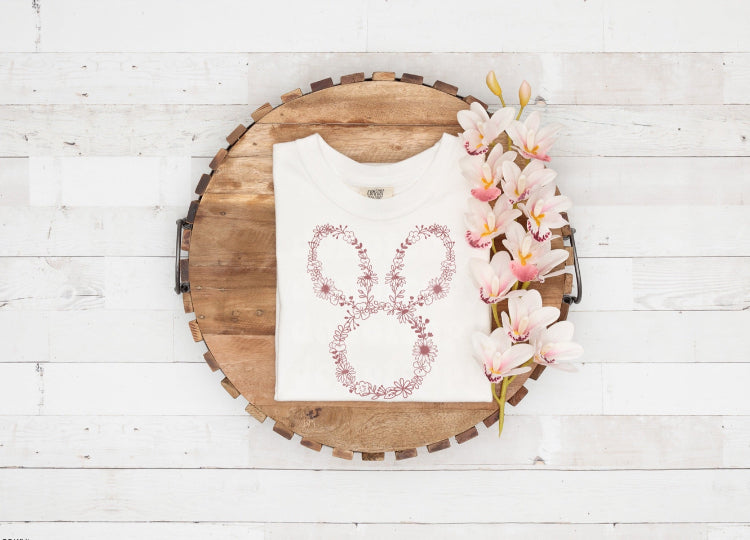 Dainty Floral Bunny tee (Pink Ink)