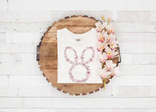 Dainty Floral Bunny tee (Pink Ink)