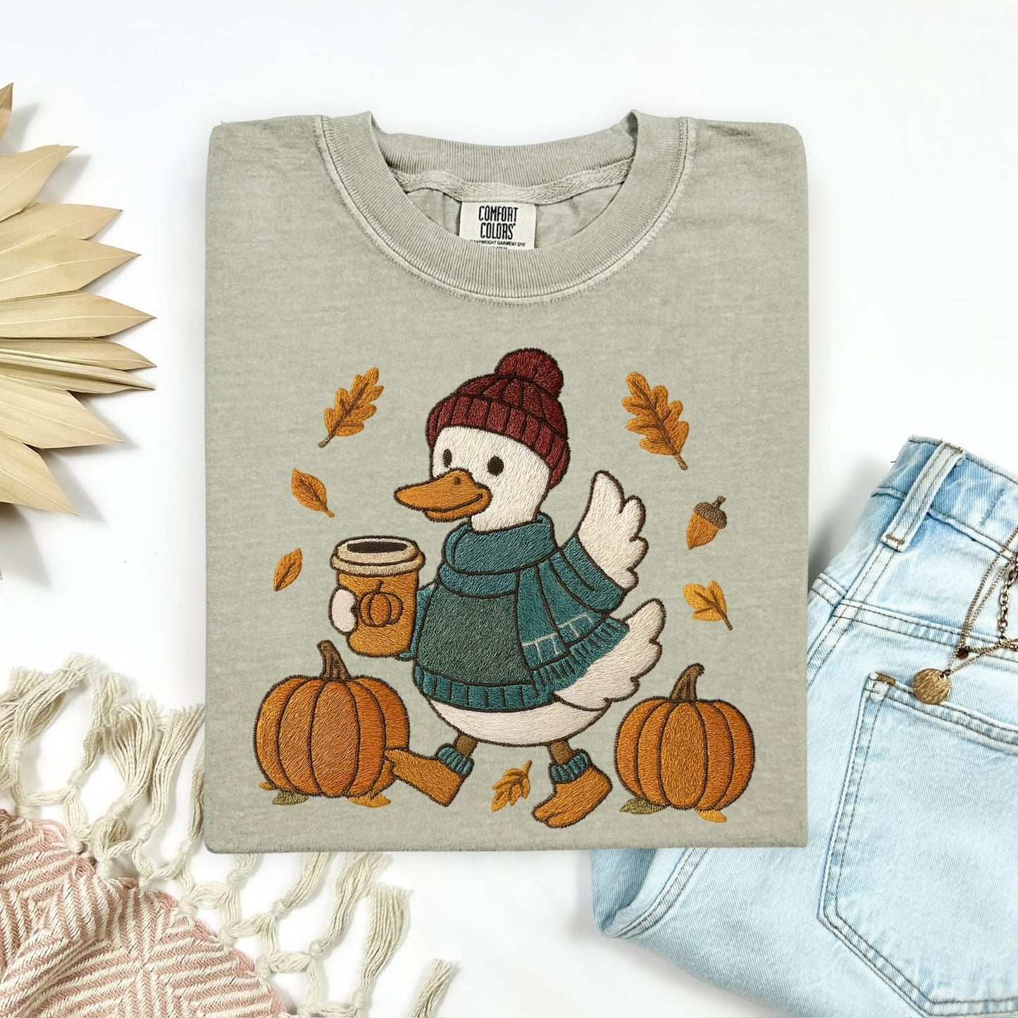 Faux Embroidery Autumn Duck tee