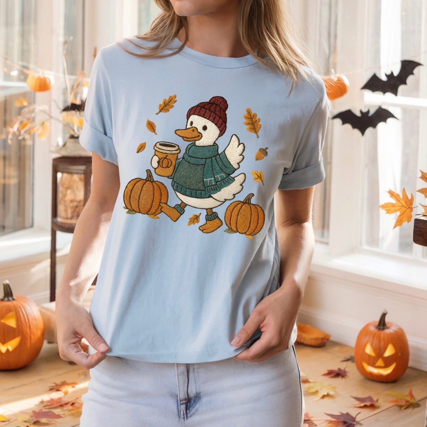 Faux Embroidery Autumn Duck tee