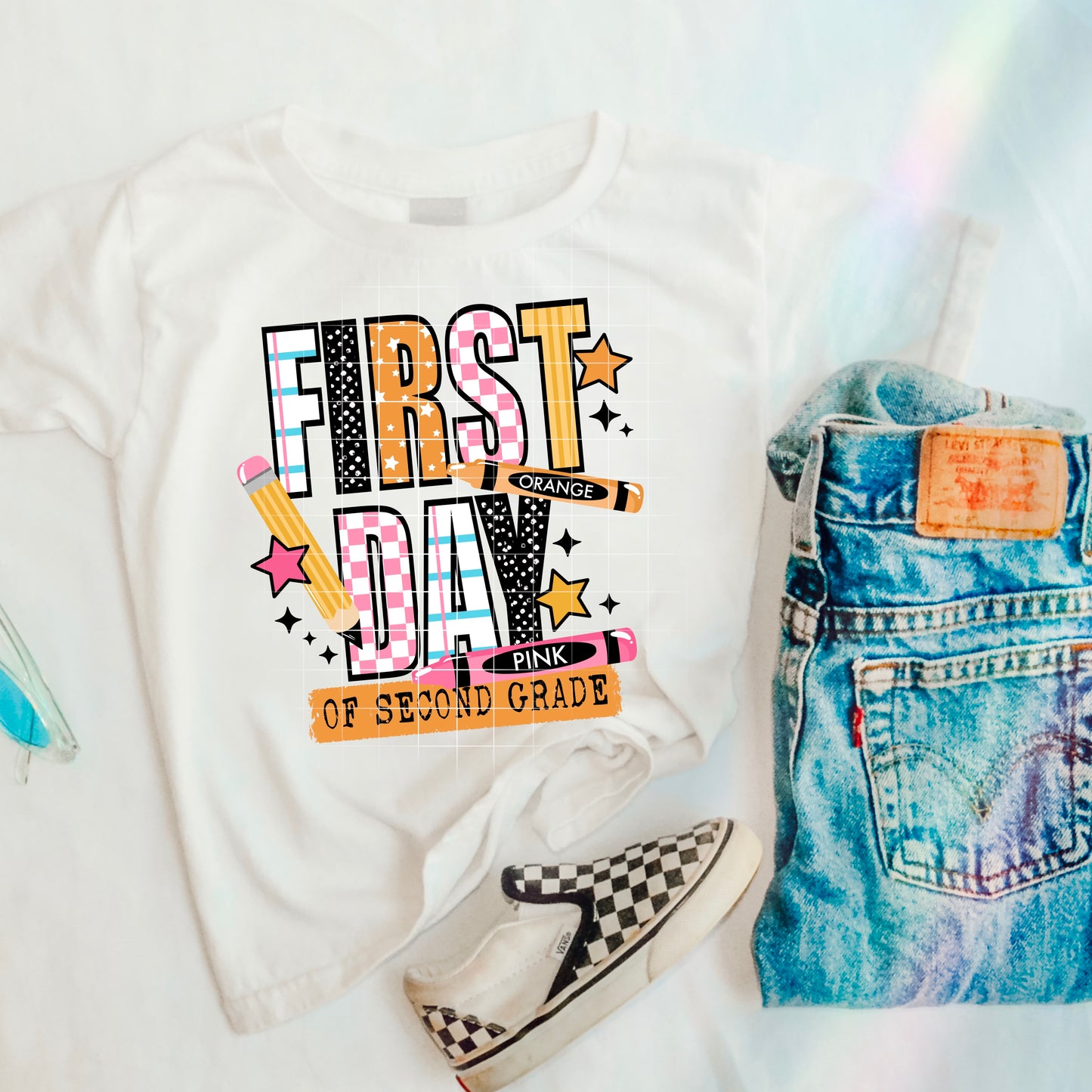 First Day of 2nd GRADE Pink checkered tee -YOUTH