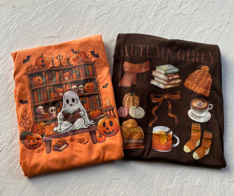 Ghost with bookshelf t-shirt