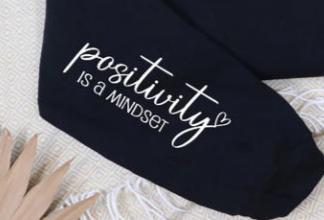 Happiness is a mood sweatshirt with sleeve design