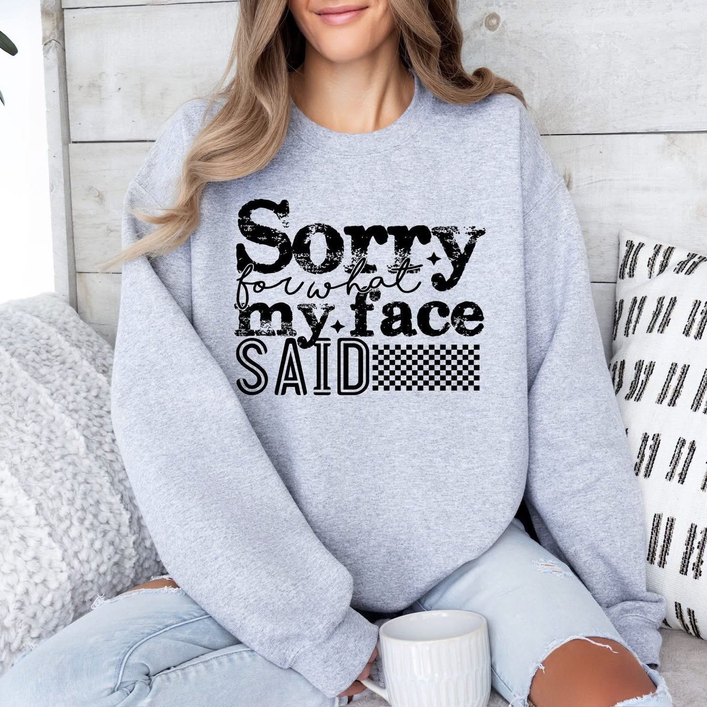 Sorry for what my face said checkered tee