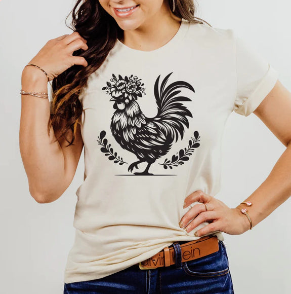 Fancy Floral Chicken tee