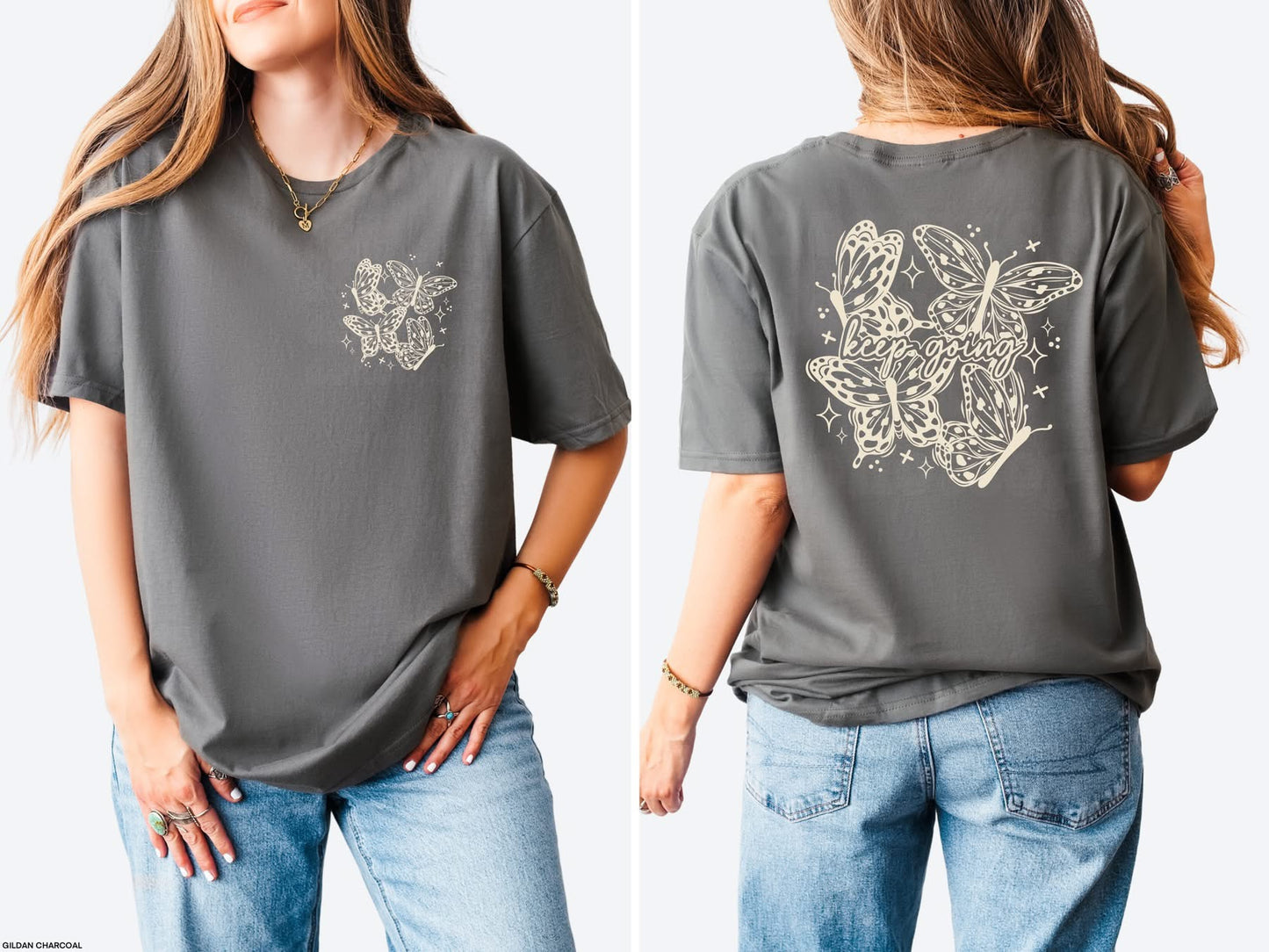 Keep Going Butterflies with pocket tee