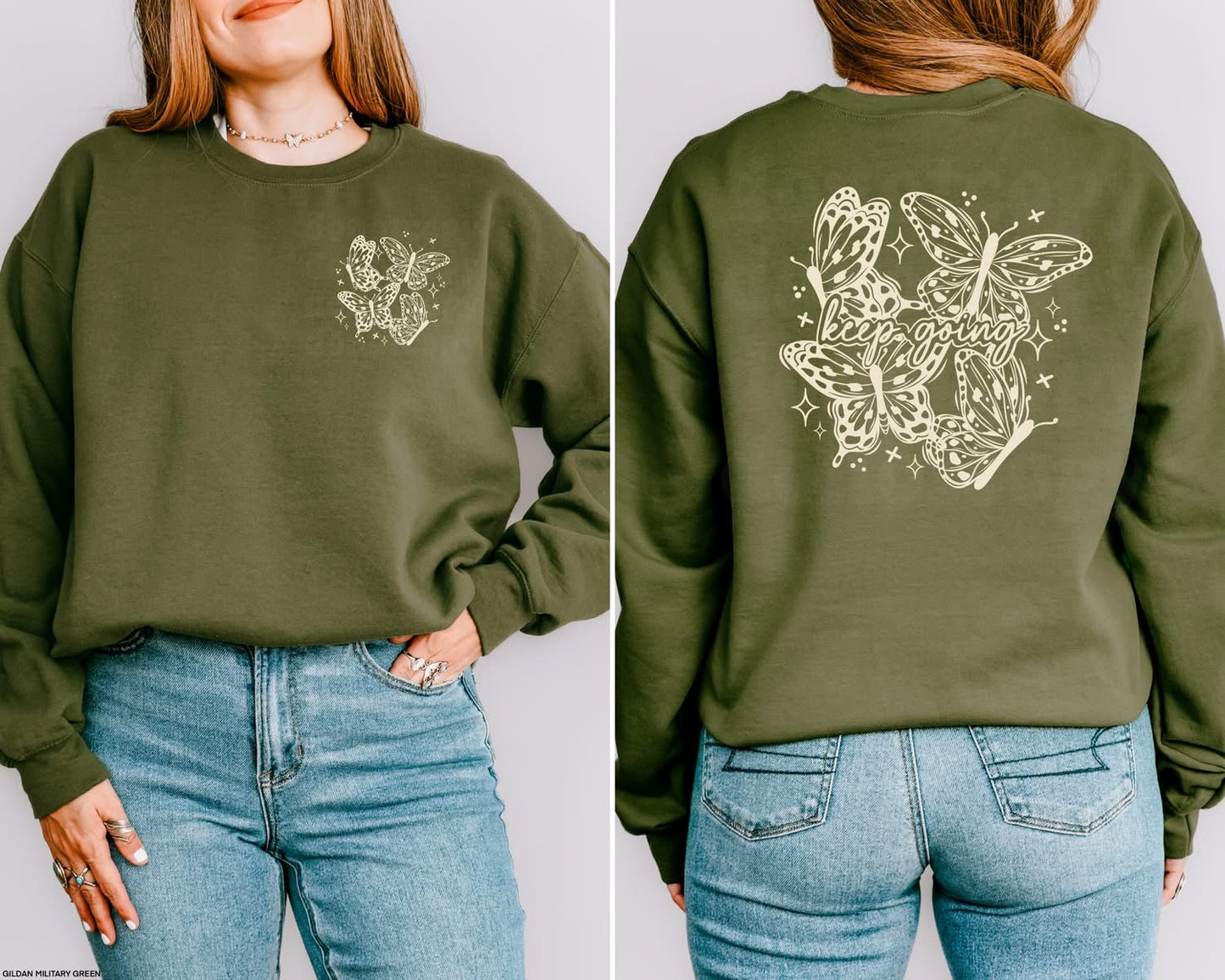 Keep Going Butterflies with pocket tee