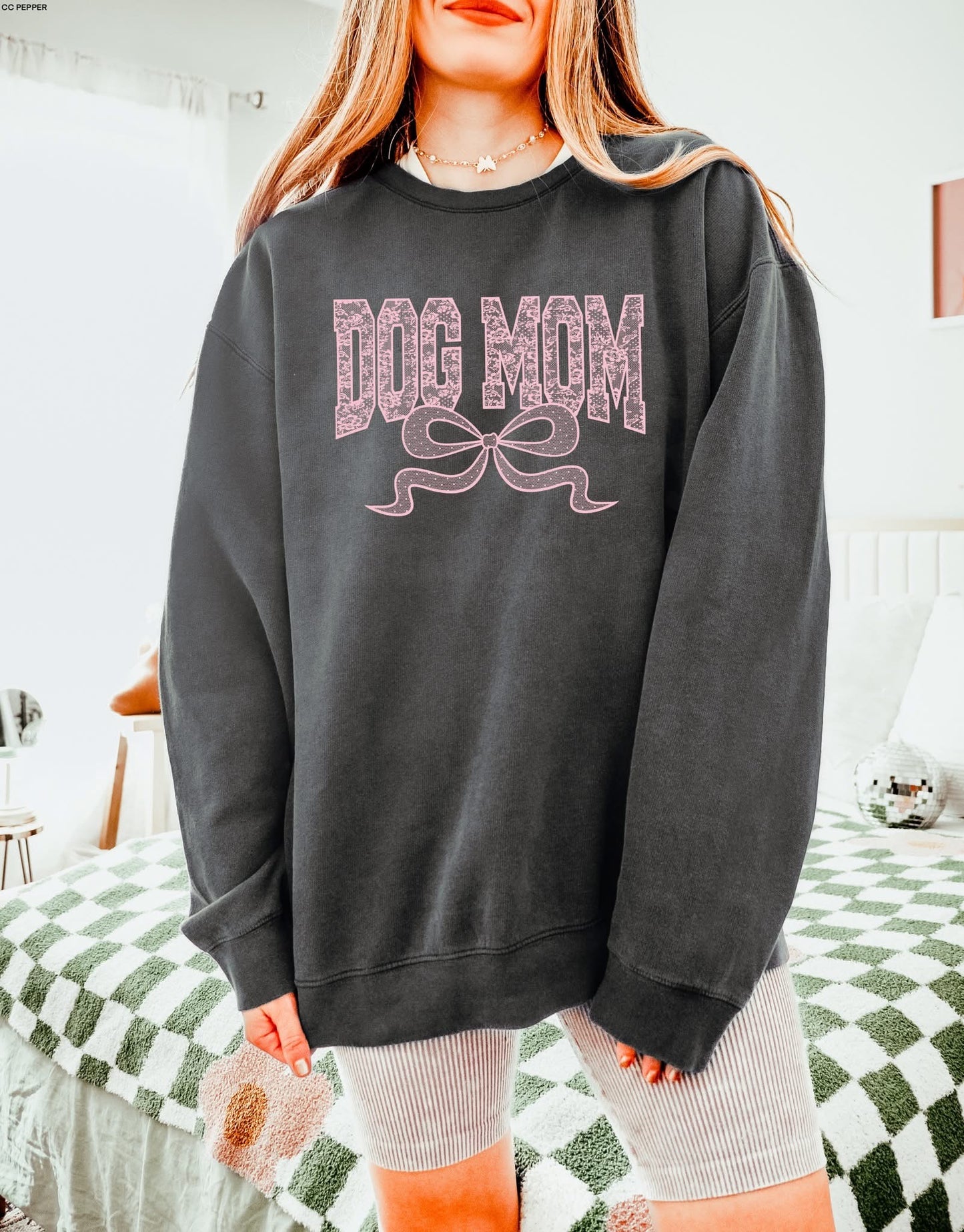 Dog Mom Pink lace tee