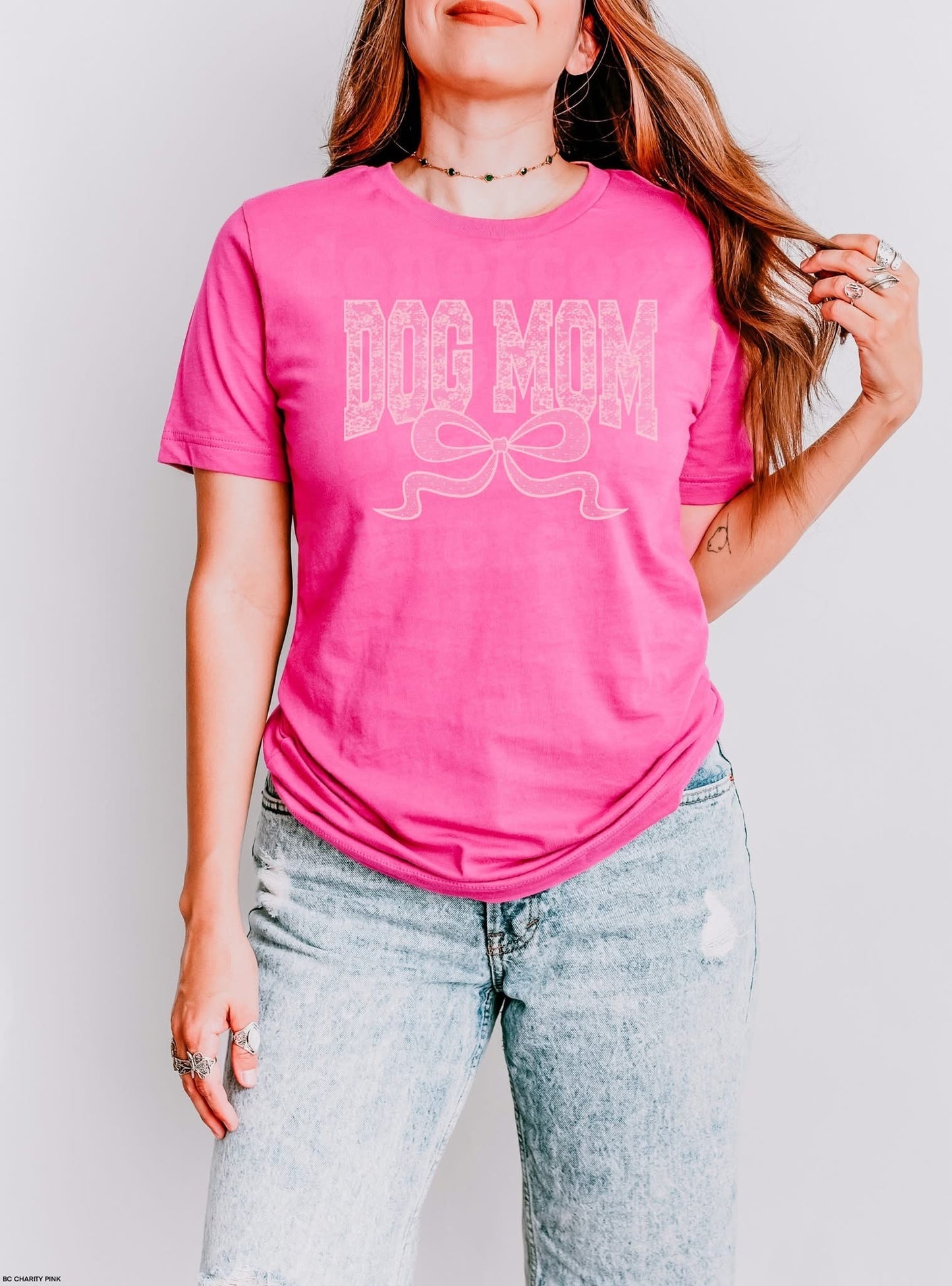 Dog Mom Pink lace tee