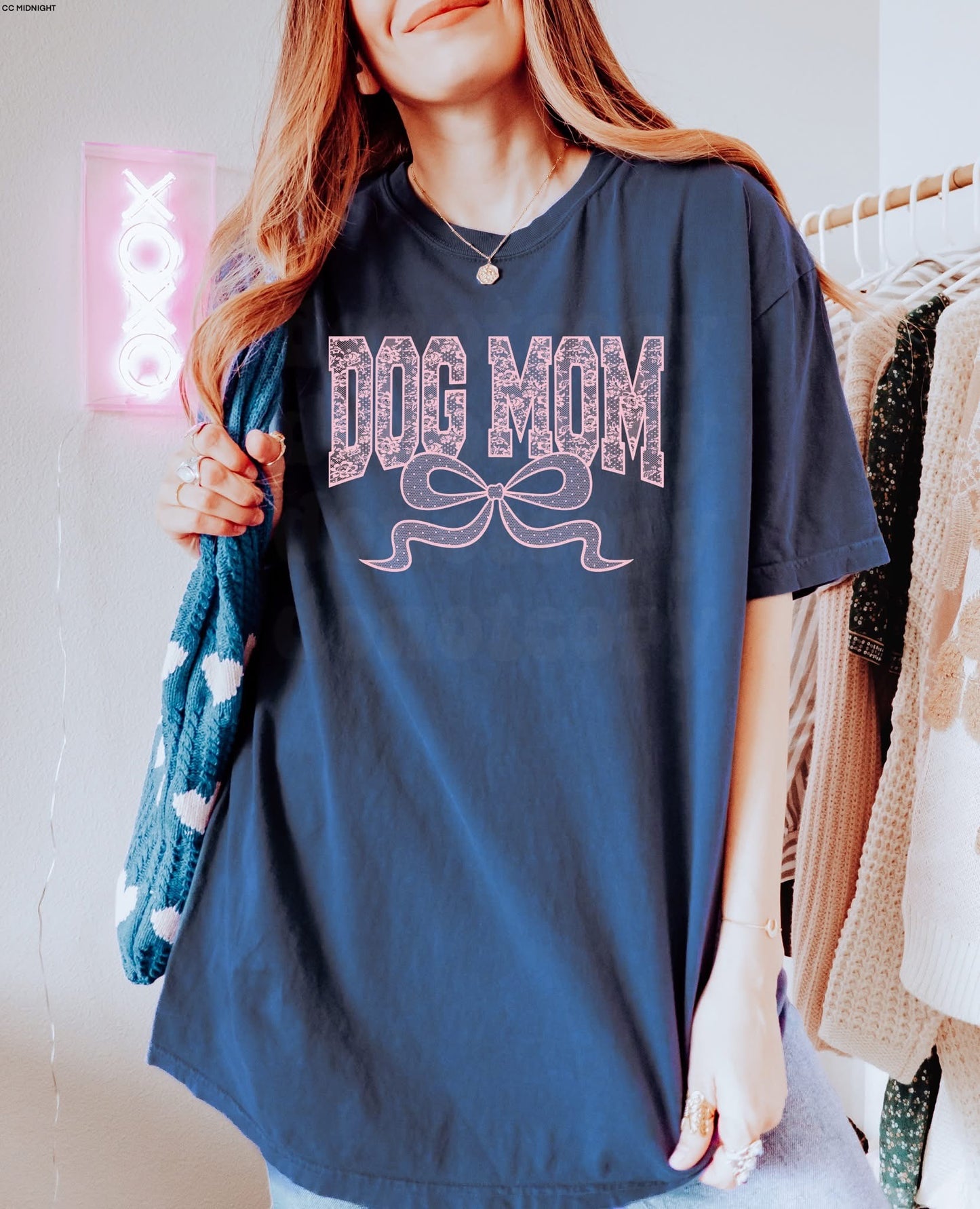 Dog Mom Pink lace tee