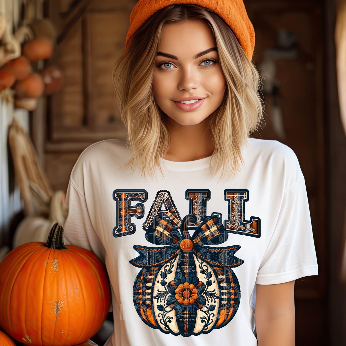 Faux Embroidery Pumpkin & Fall t-shirt