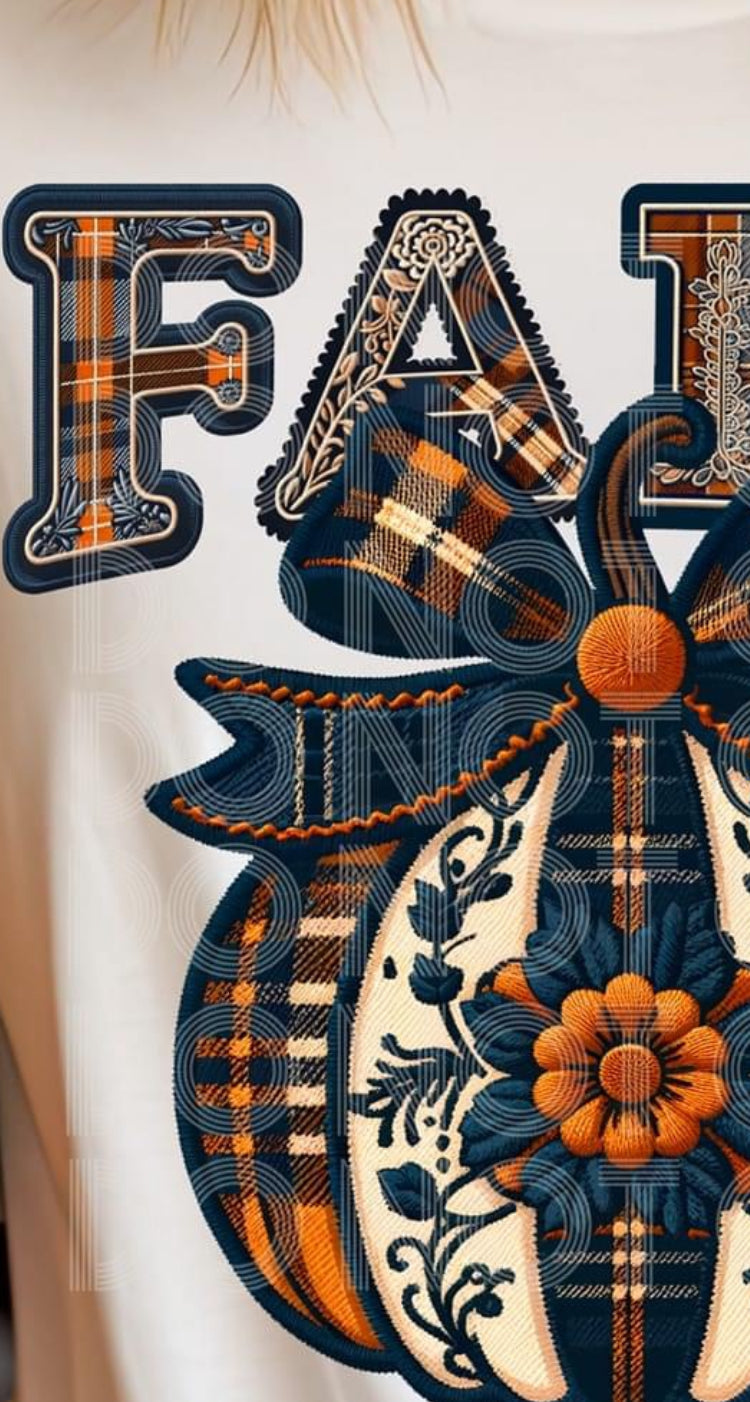 Faux Embroidery Pumpkin & Fall t-shirt