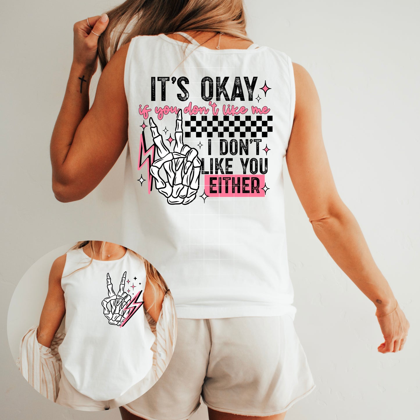 It's okay, I don't like you either tee (pink)