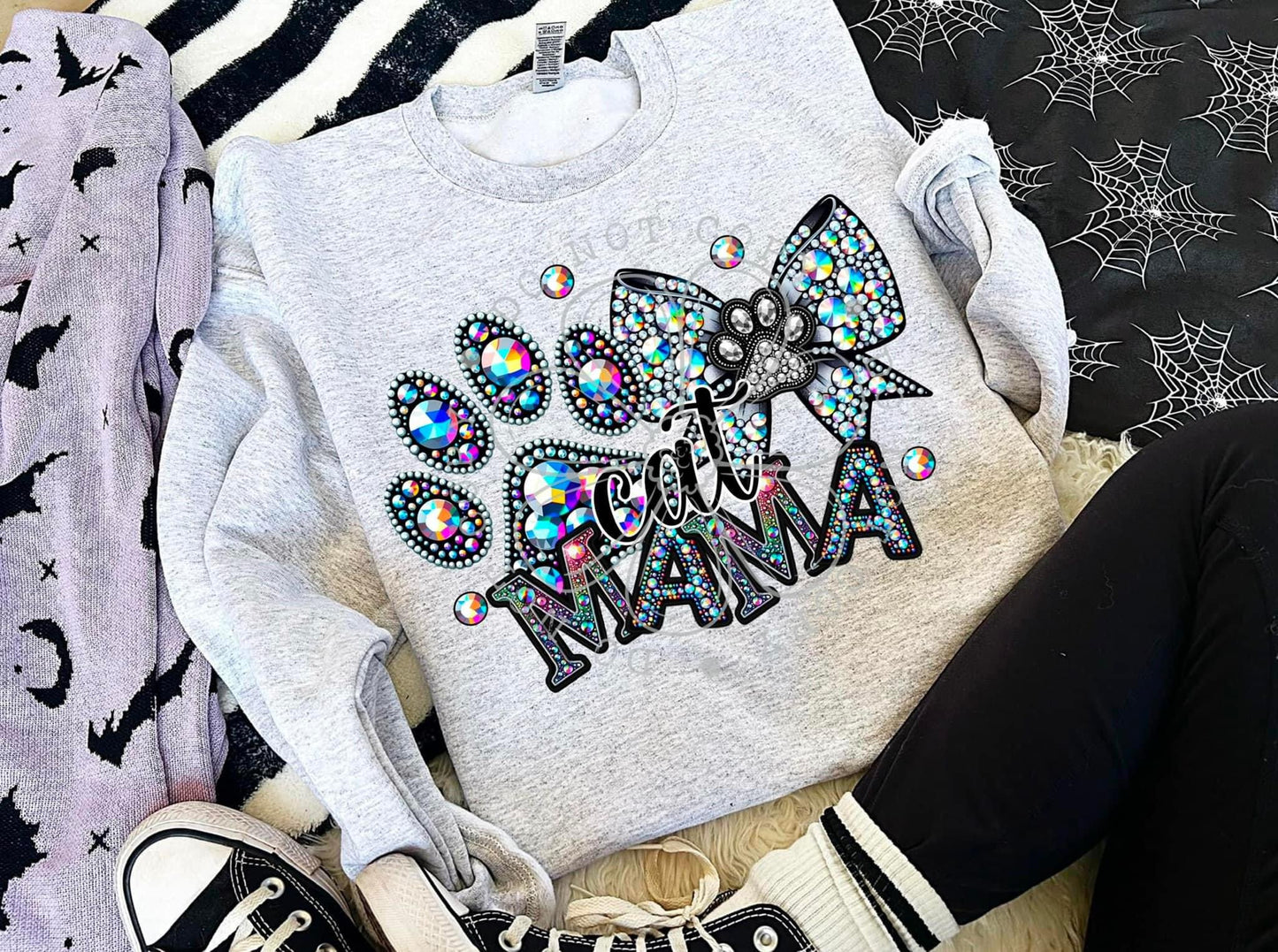 Cat Mama Faux rhinestone t-shirt