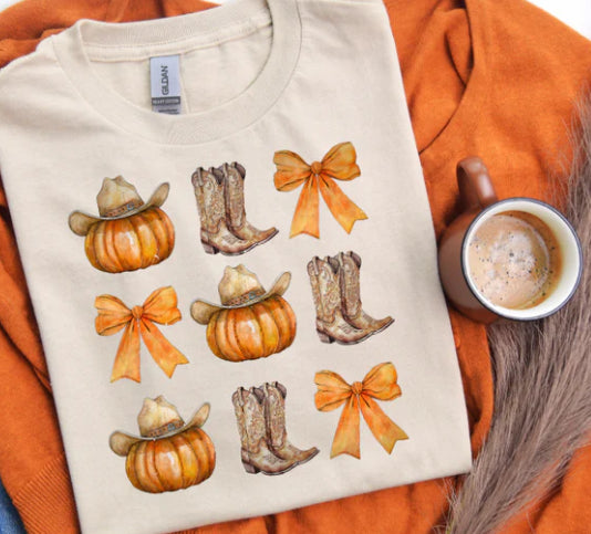Cowgirl Boots, Pumpkins & Bows Coquette tee