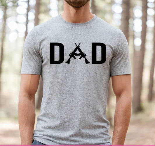 DAD spelled with guns tee