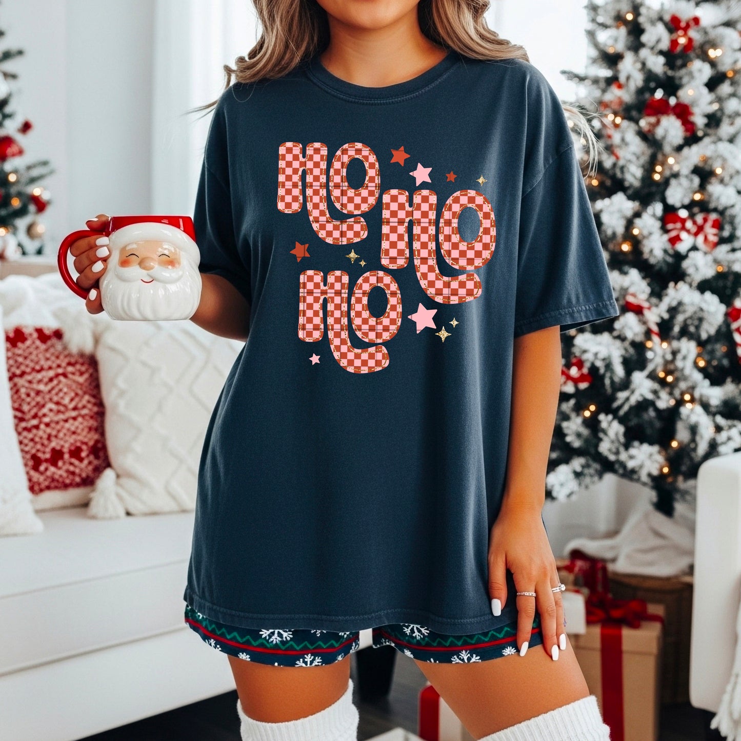 Ho Ho Ho checker tee