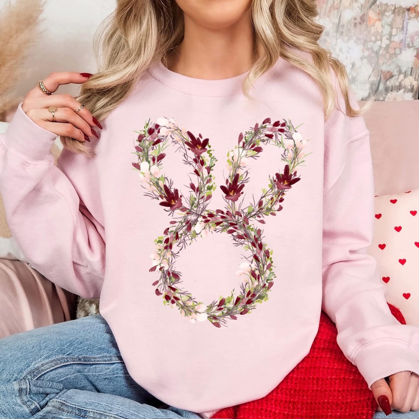 Floral bunny outline tee