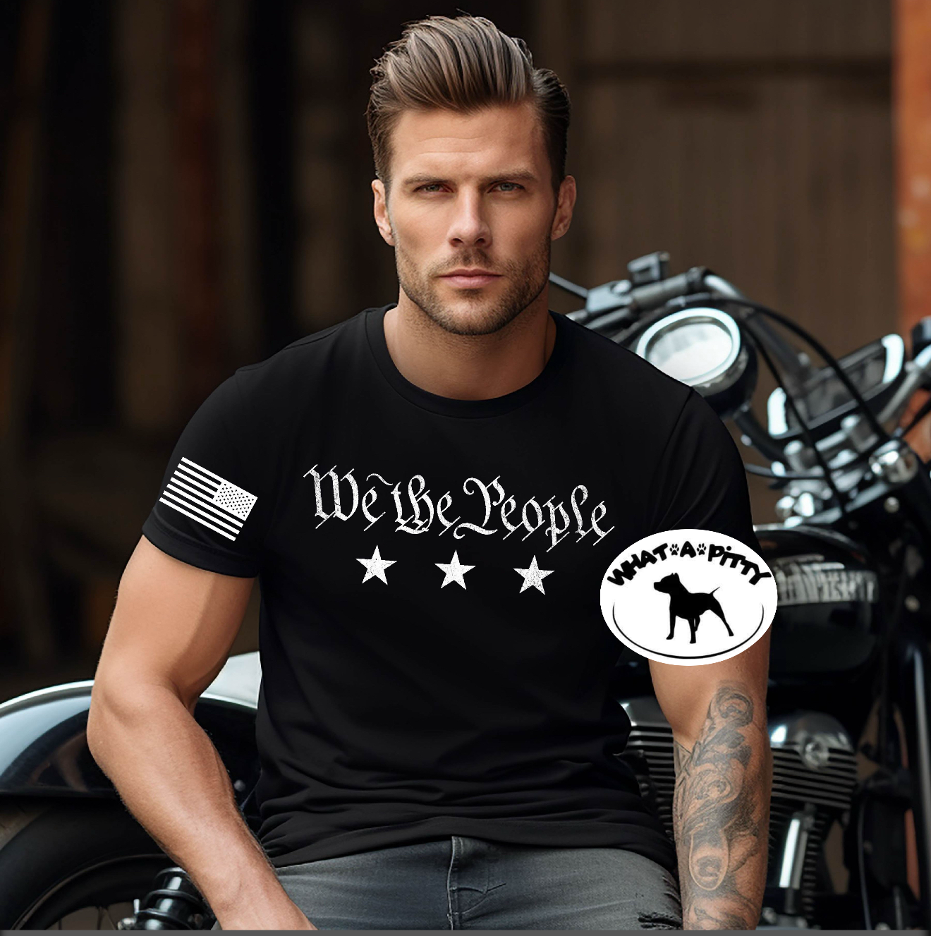 We the People tee with sleeve design