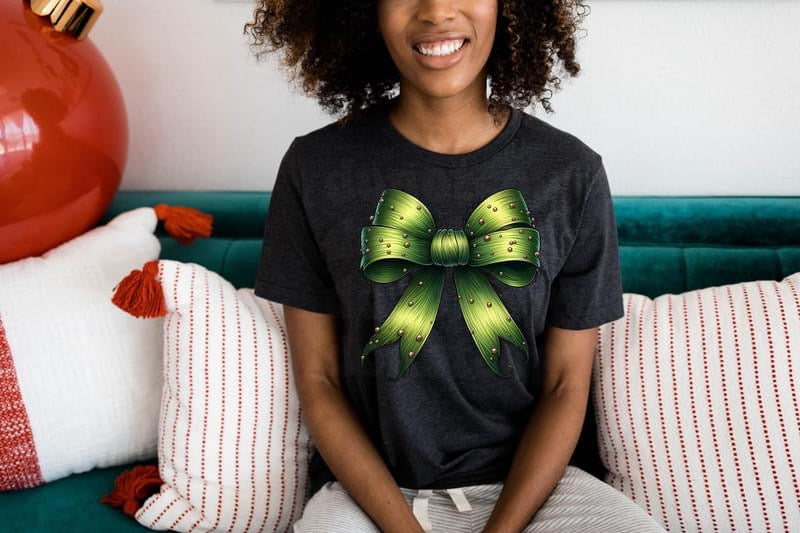 Grinchy Inspired Bow tee