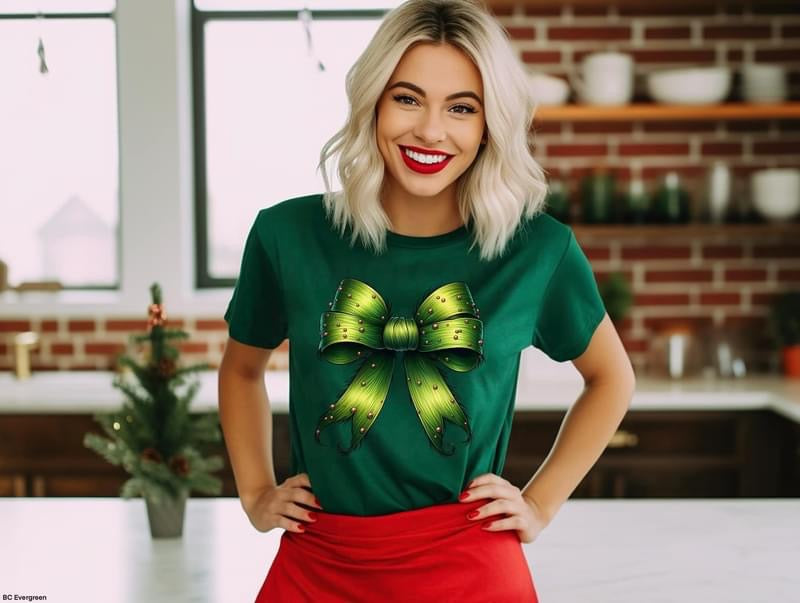 Grinchy Inspired Bow tee