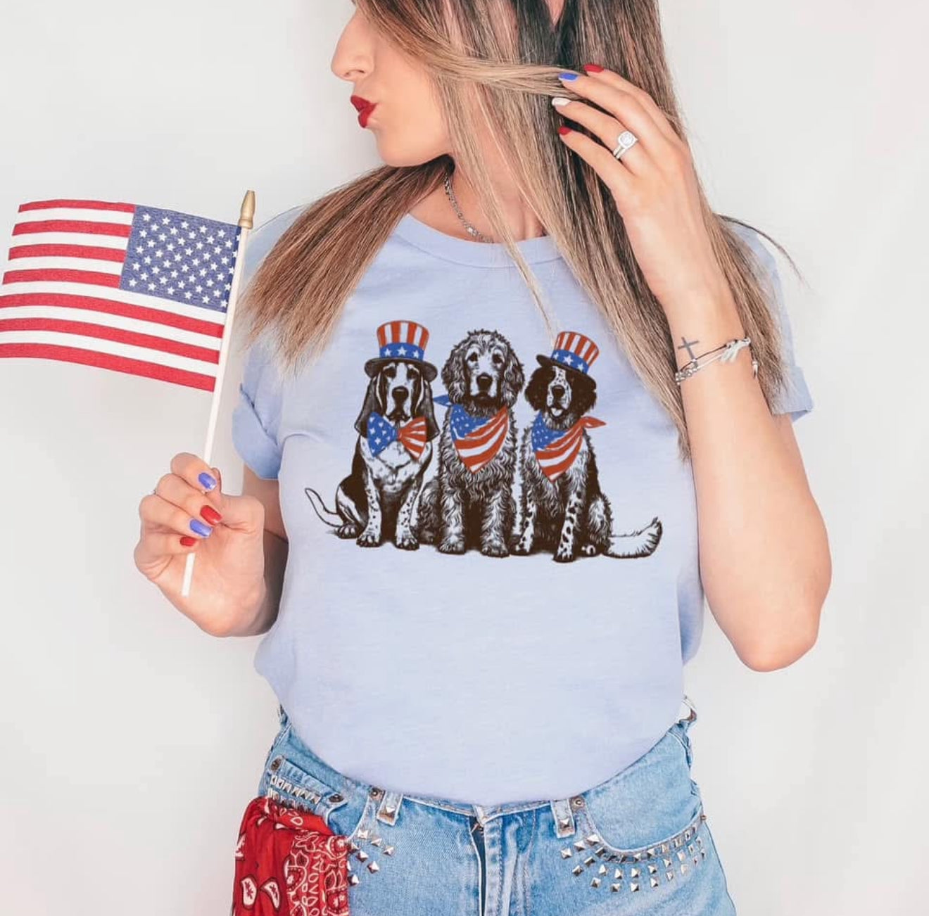 Patriotic Dog trio tee
